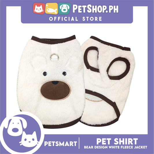 Pet Shirt Bear Design White Fleece (Medium)  Cats and Dogs