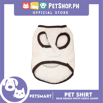 Pet Shirt Bear Design White Fleece (Medium)  Cats and Dogs