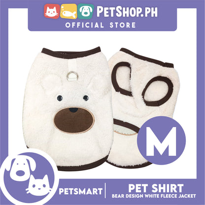 Pet Shirt Bear Design White Fleece (Medium)  Cats and Dogs