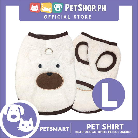 Pet Shirt Bear Design White Fleece (Large)  Cats and Dogs