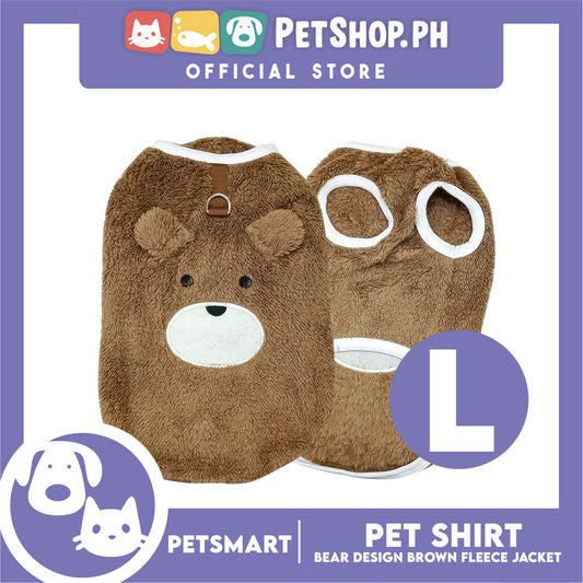 Pet Shirt Bear Design Brown Fleece (Large)  Cats and Dogs