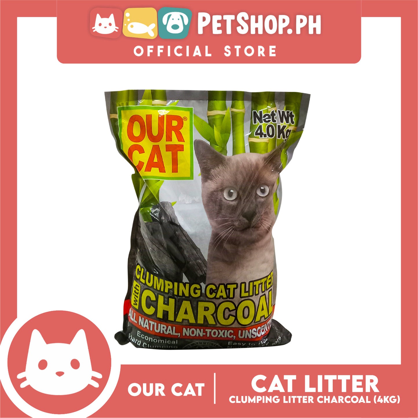 Our Cat Clumping Cat Litter Charcoal 4kg