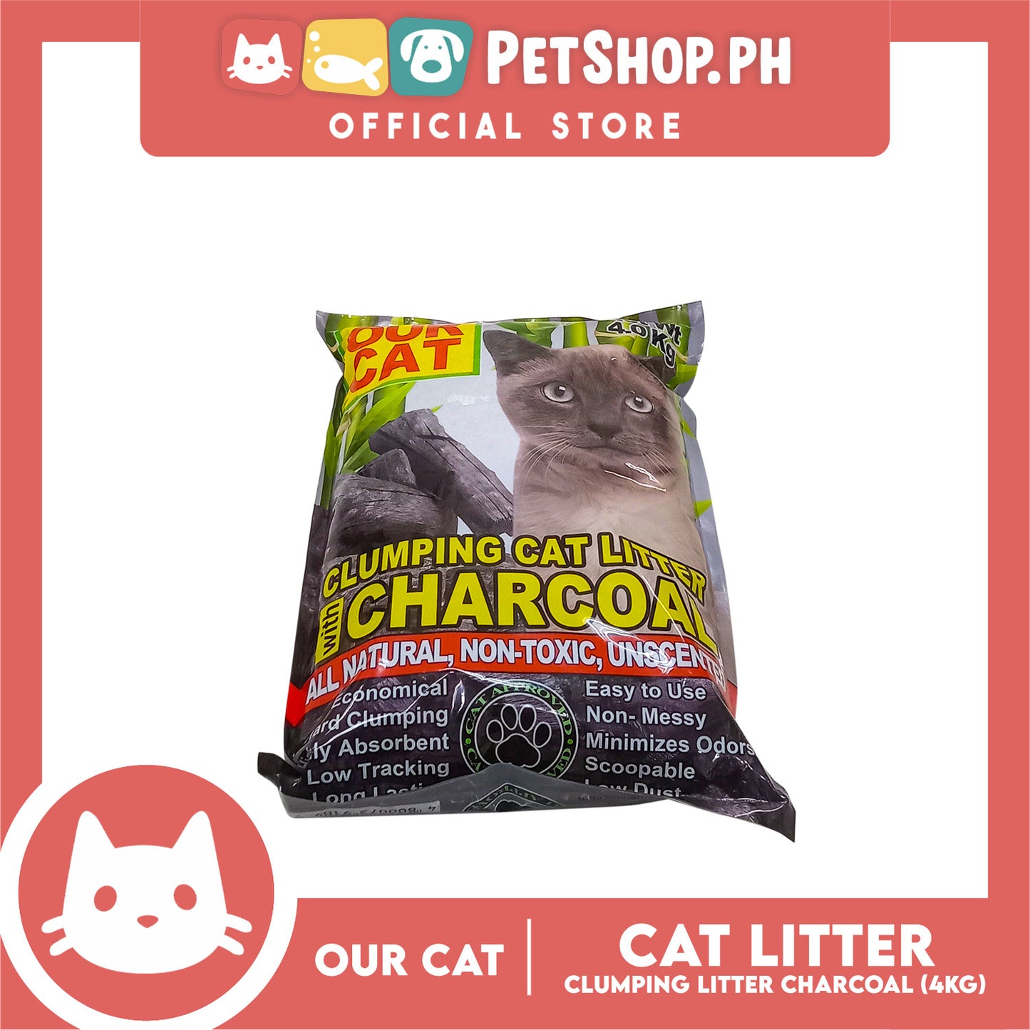 Our Cat Clumping Cat Litter Charcoal 4kg