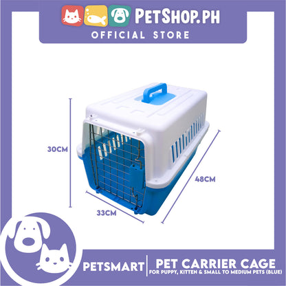 Pet Travel Carrier / Cage (Blue) for Small to Medium Pets