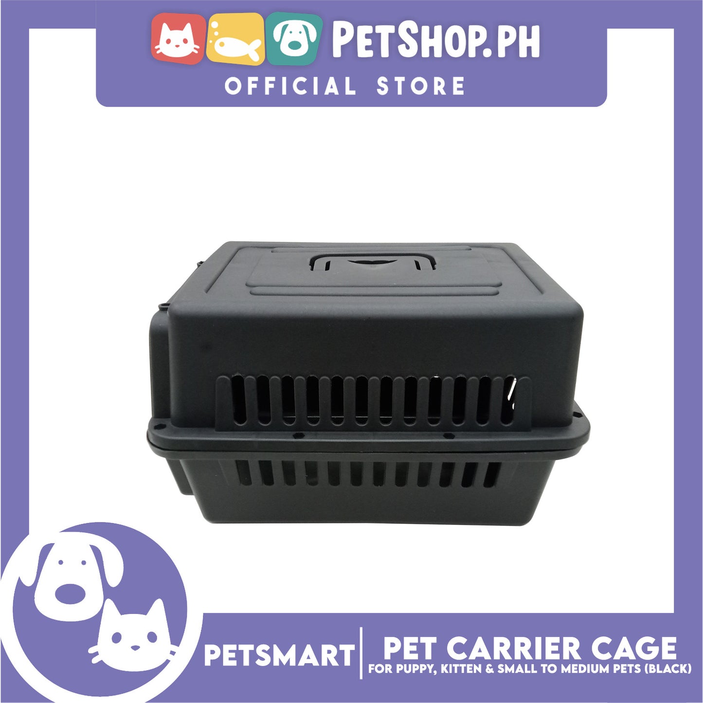 Pet Travel Carrier / Cage (Black) for Small to Medium Pets