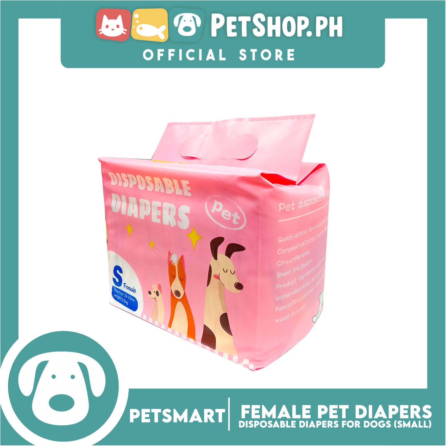 Disposable Pet Diapers for Female Dogs 2-5kg (Small)