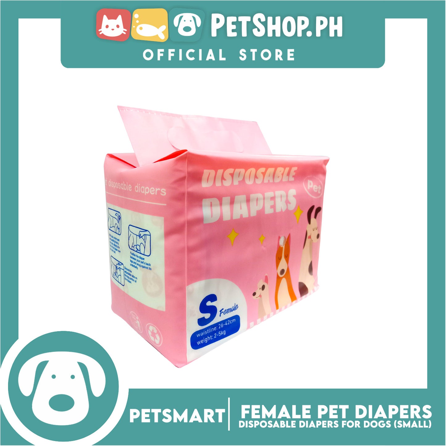 Disposable Pet Diapers for Female Dogs 2-5kg (Small)