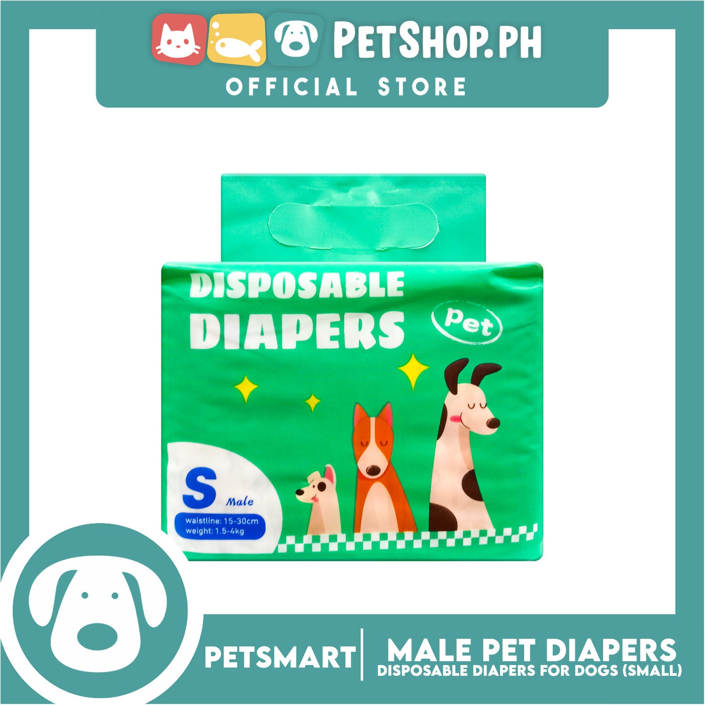 Disposable Pet Diapers for Male Dogs 1.5-4kg (Small)