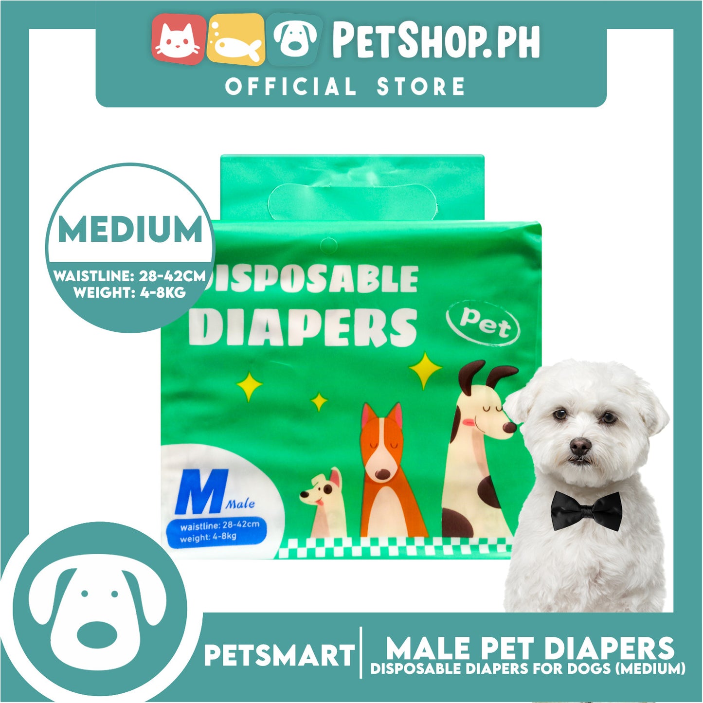 Disposable Pet Diapers for Male Dogs 4-8kg (Medium)