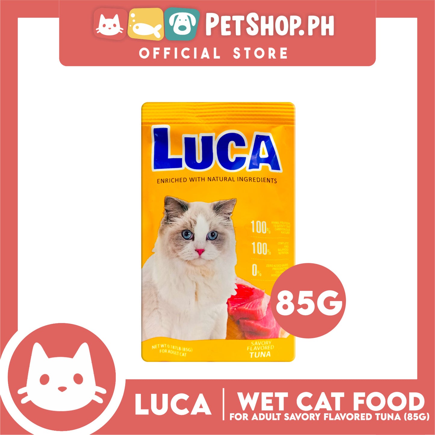 Luca Wet Cat Food (Savory Flavored Tuna) 95g for Adult Cats