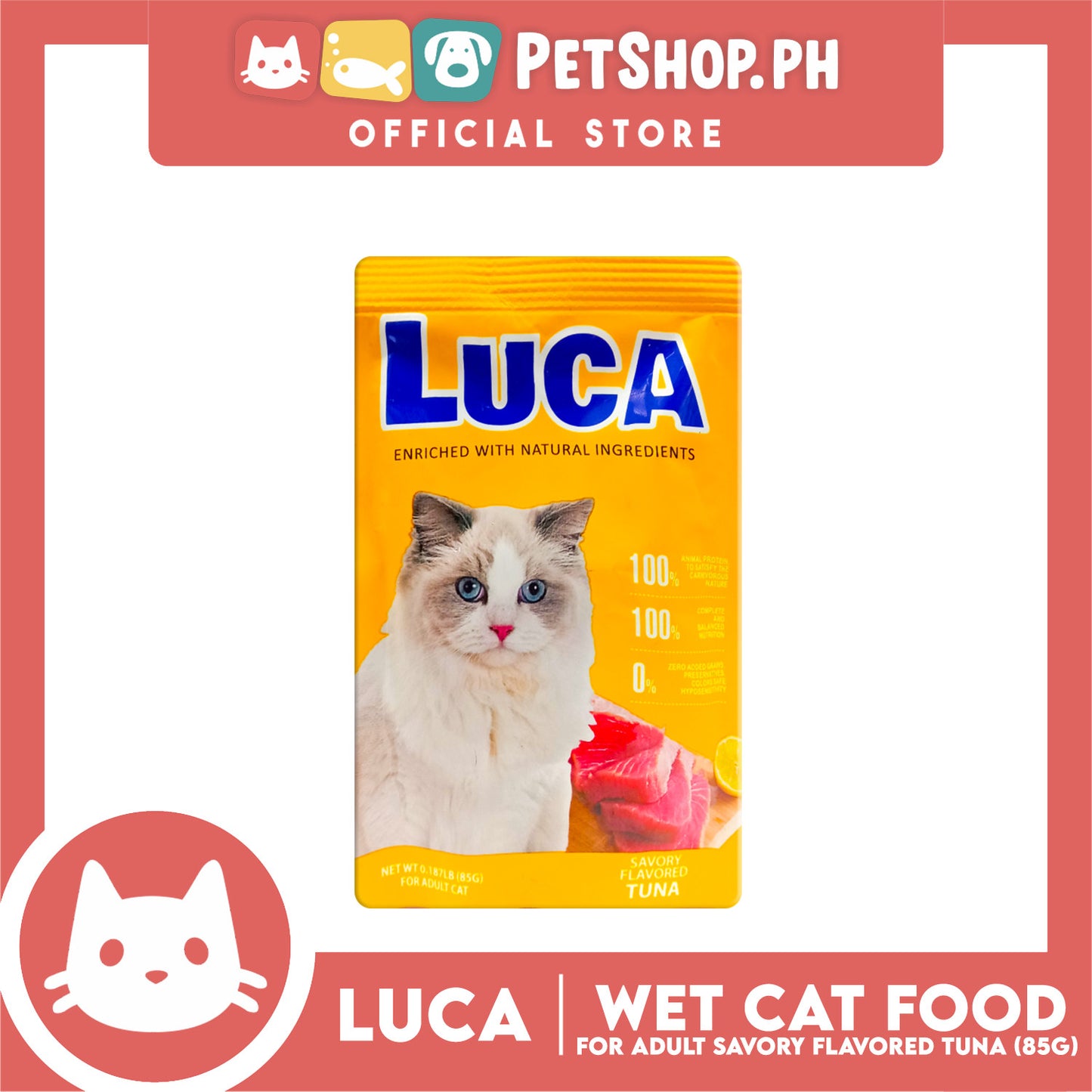 Luca Wet Cat Food (Savory Flavored Tuna) 95g for Adult Cats
