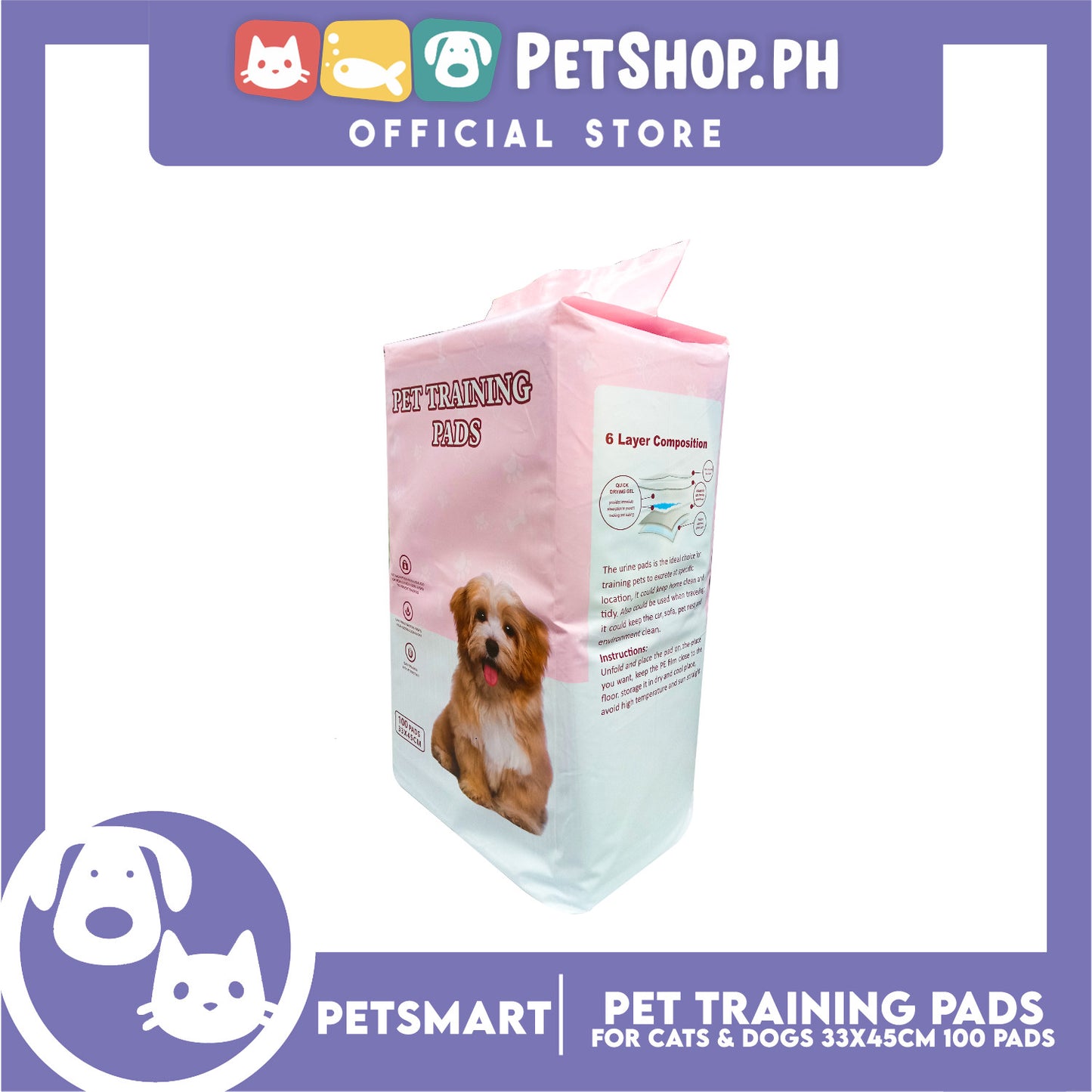 Pet Training Pads Pee Pads (100 Pads) 33 x 45 cm
