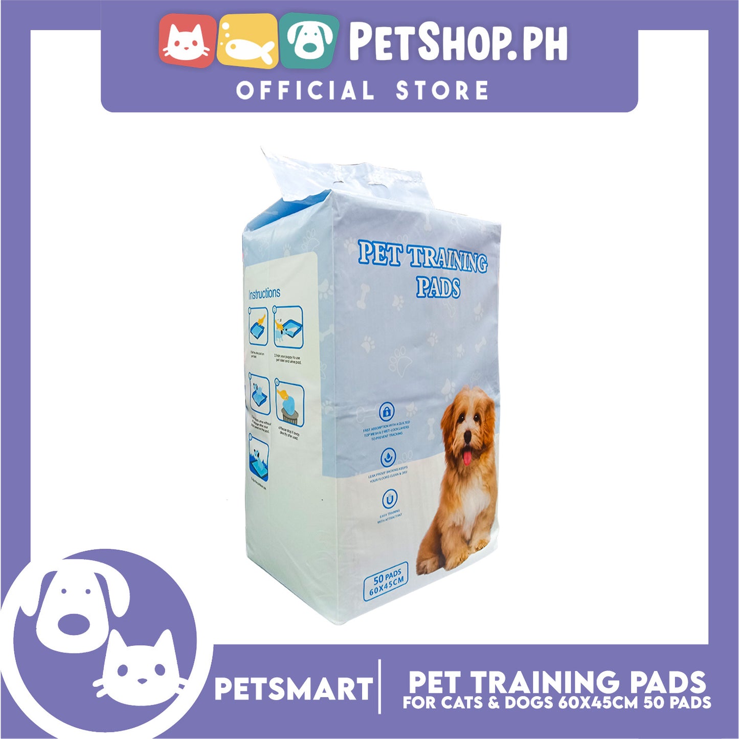 Pet Training Pads Pee Pads (50 Pads) 60 x 45 cm