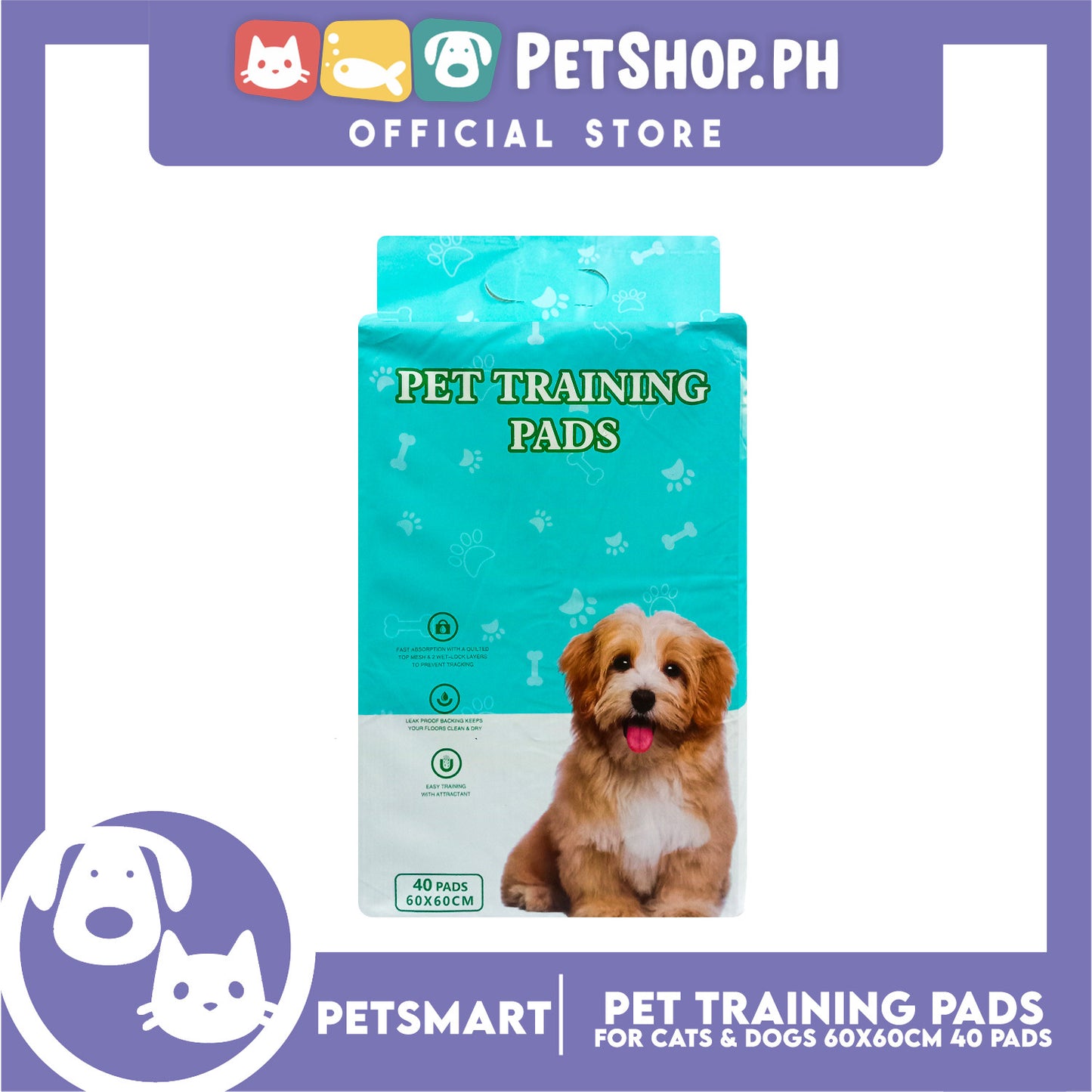 Pet Training Pads Pee Pads (40 Pads) 60 x 60 cm
