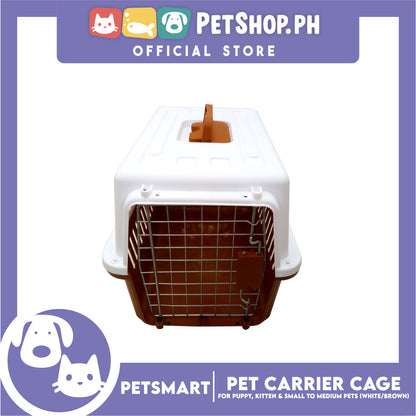 Pet Travel Carrier / Cage (White Brown) for Small to Medium Pets
