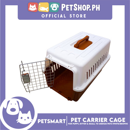 Pet Travel Carrier / Cage (White Brown) for Small to Medium Pets