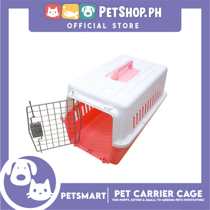 Pet Travel Carrier / Cage (White Pink) for Small to Medium Pets