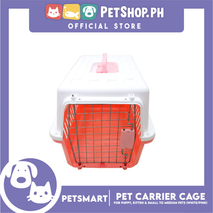 Pet Travel Carrier / Cage (White Pink) for Small to Medium Pets
