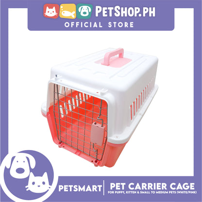 Pet Travel Carrier / Cage (White Pink) for Small to Medium Pets