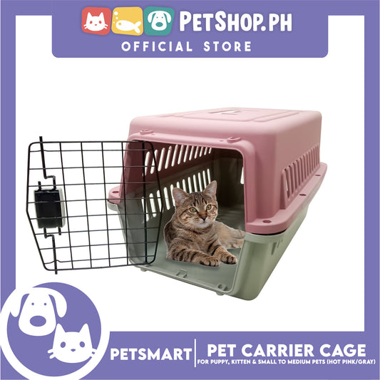Pet Travel Carrier / Cage (Pink Grey) for Small to Medium Pets