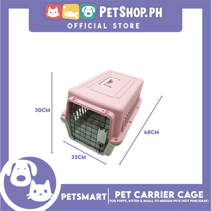 Pet Travel Carrier / Cage (Pink Grey) for Small to Medium Pets