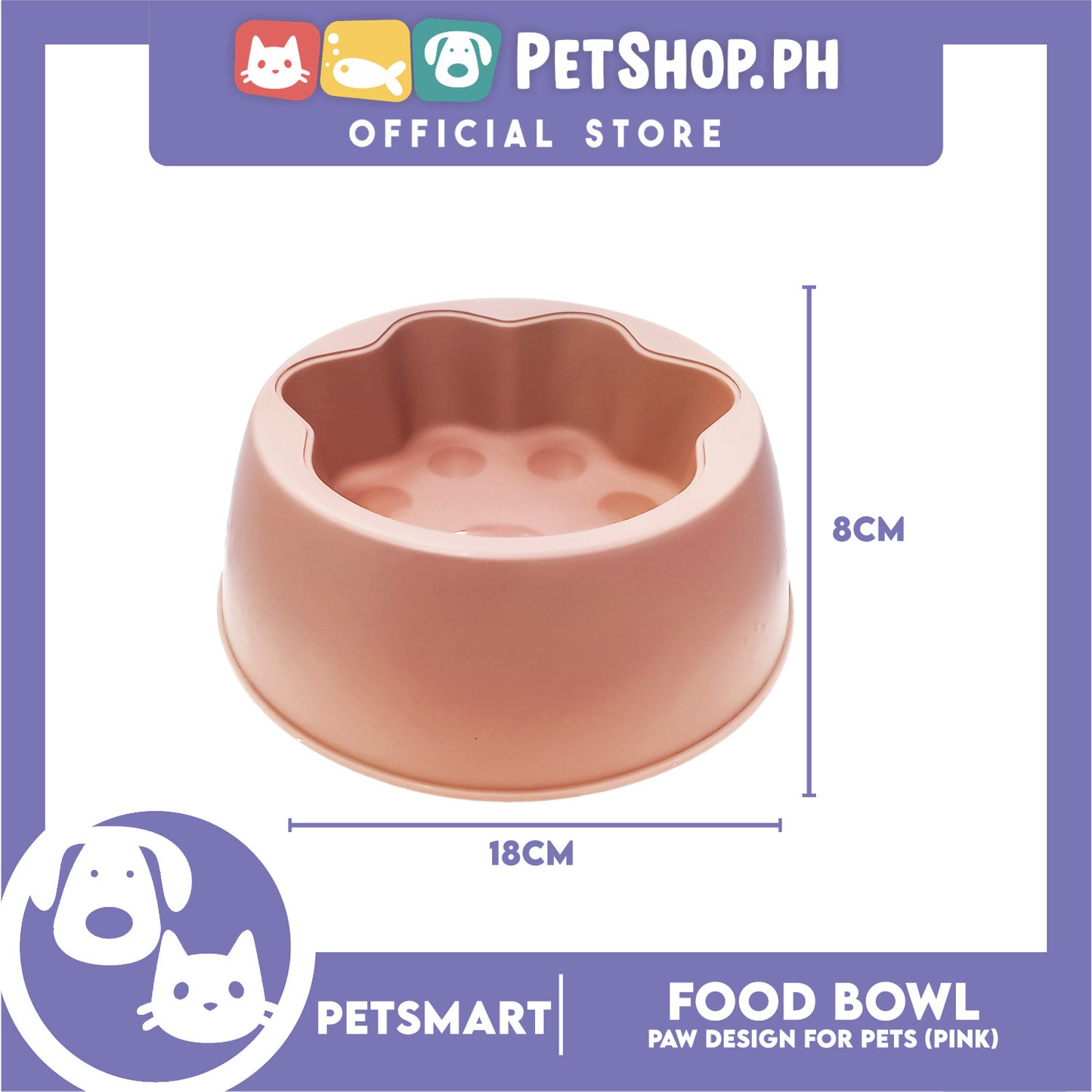 Pet Bowl Paw Design (Pink) for Cats and Dogs
