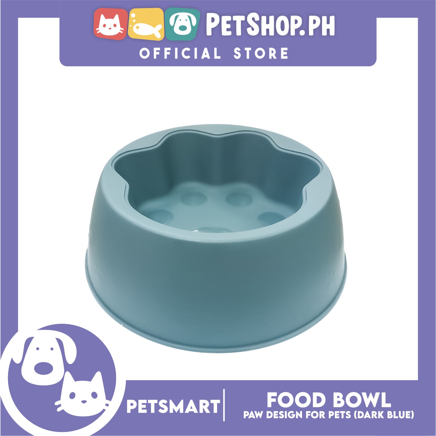 Pet Bowl Paw Design (Dark Blue) for Cats and Dogs