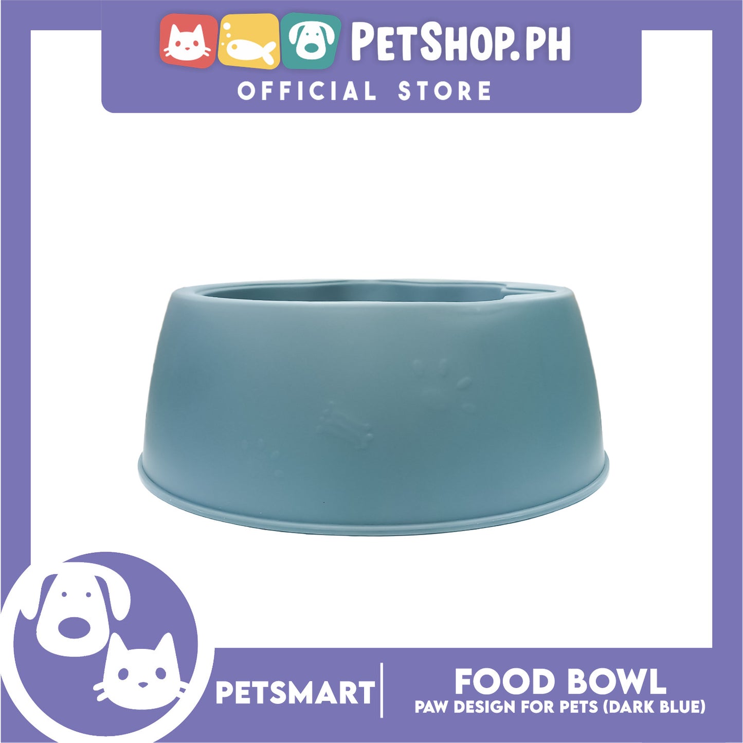 Pet Bowl Paw Design (Dark Blue) for Cats and Dogs
