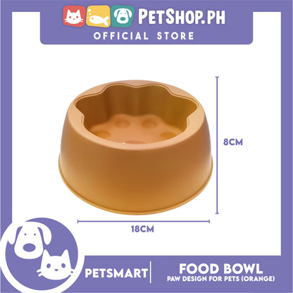Pet Bowl Paw Design (Orange) for Cats and Dogs