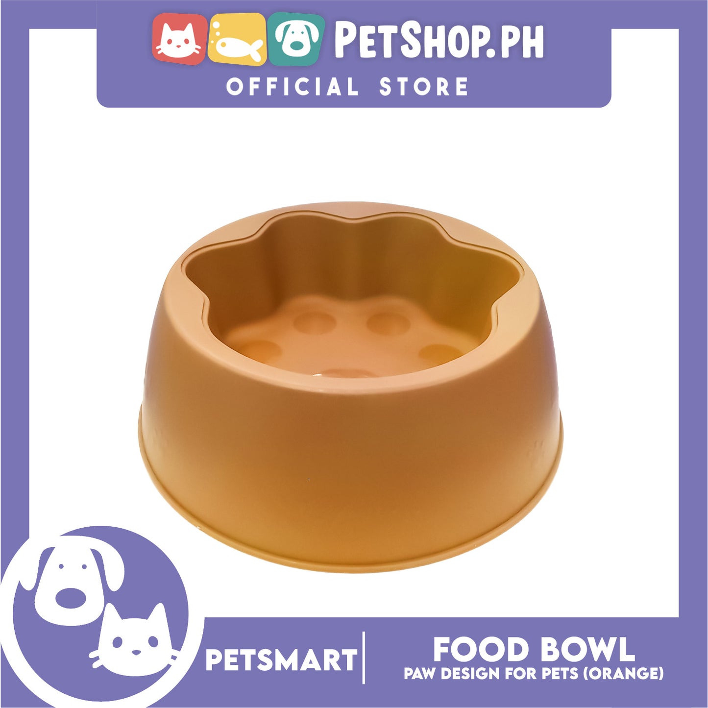 Pet Bowl Paw Design (Orange) for Cats and Dogs