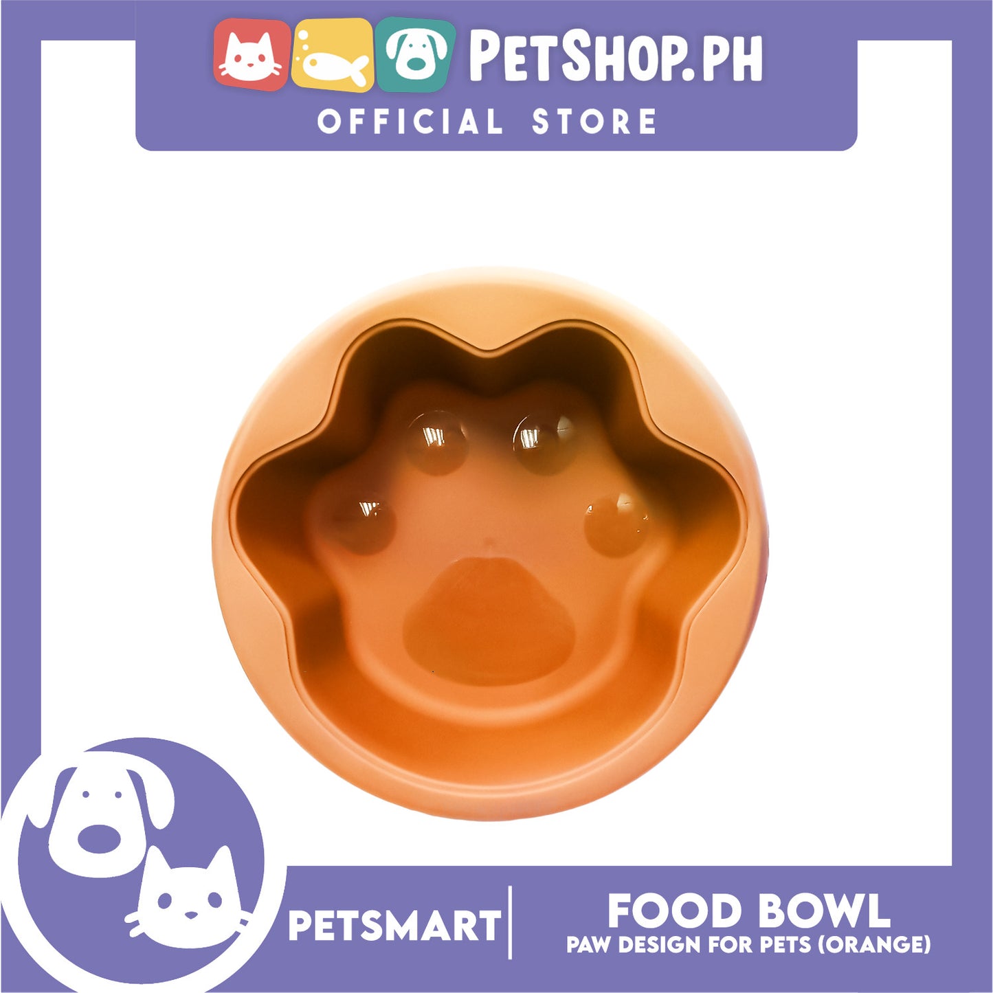 Pet Bowl Paw Design (Orange) for Cats and Dogs