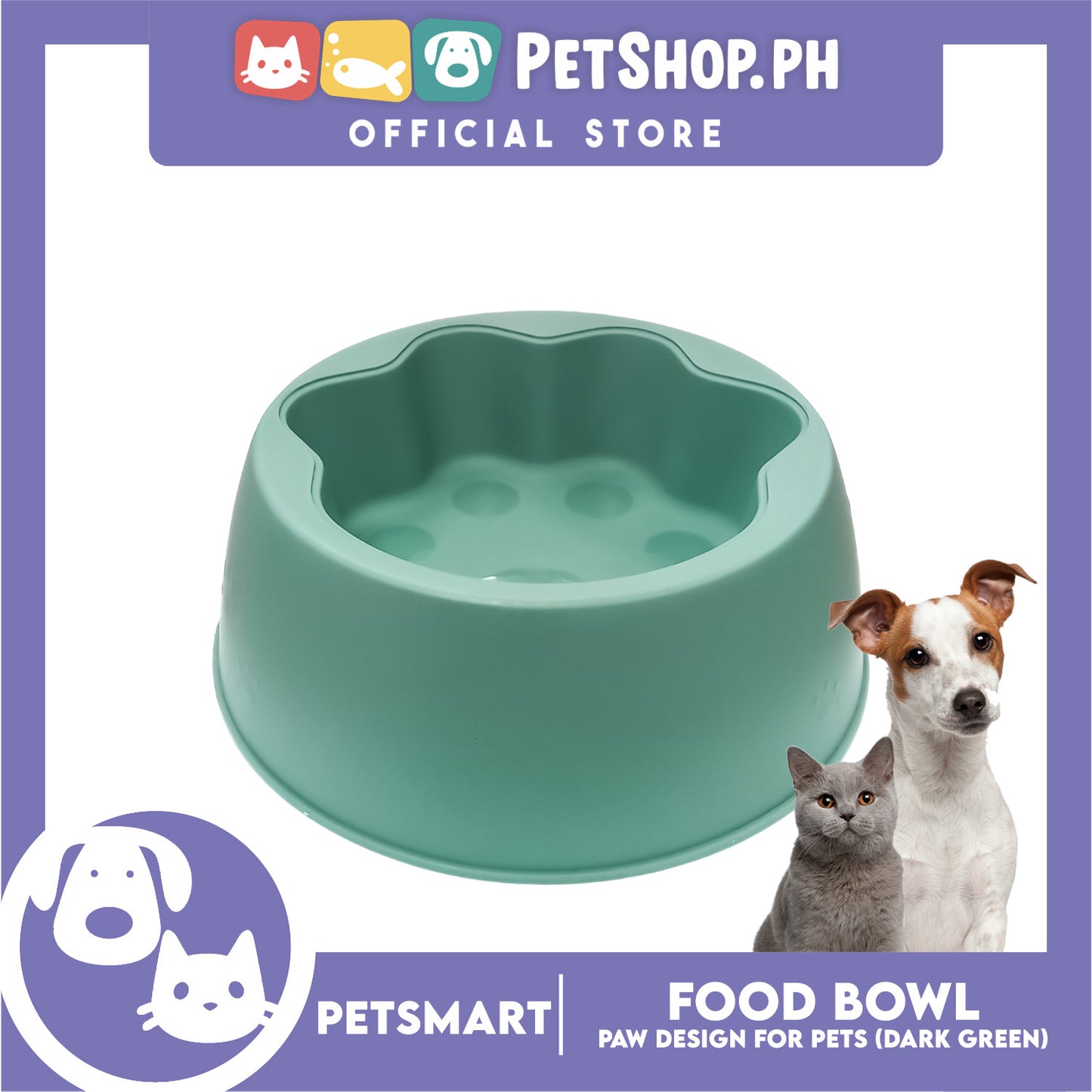 Pet Bowl Paw Design (Dark Green) for Cats and Dogs
