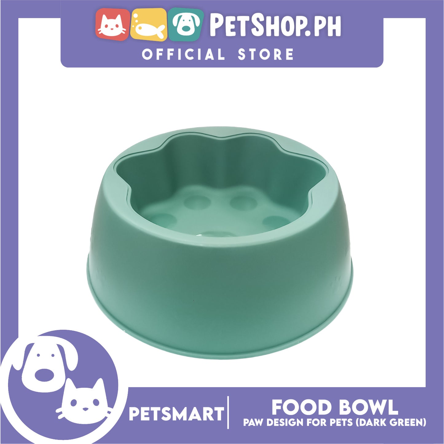 Pet Bowl Paw Design (Dark Green) for Cats and Dogs