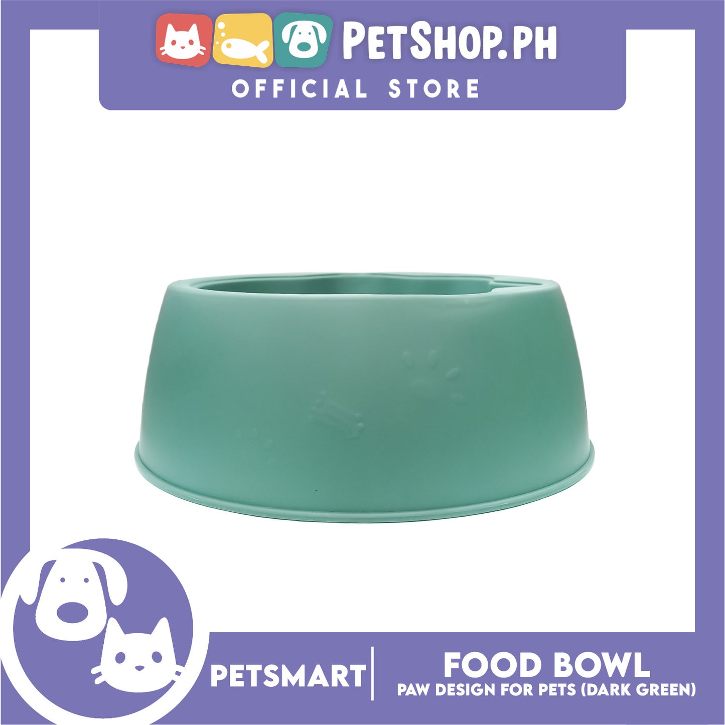 Pet Bowl Paw Design (Dark Green) for Cats and Dogs