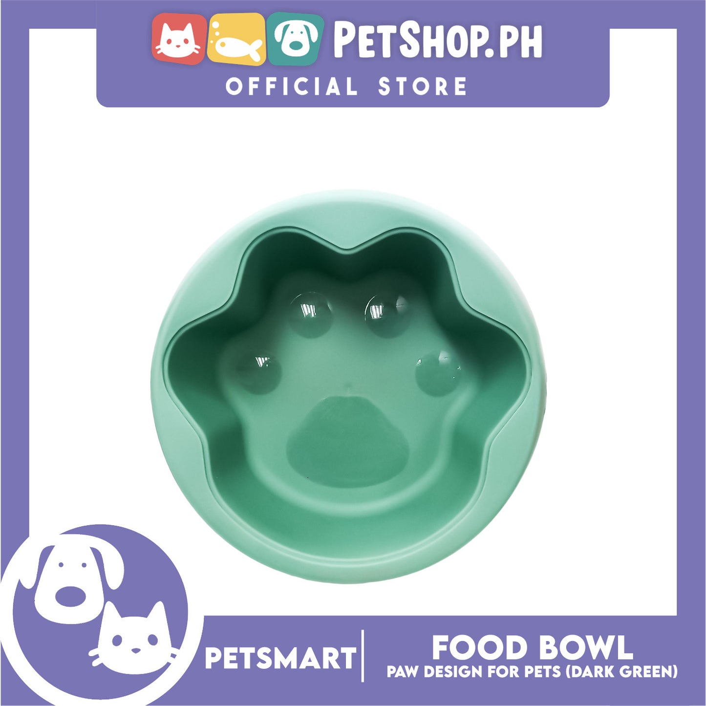 Pet Bowl Paw Design (Dark Green) for Cats and Dogs