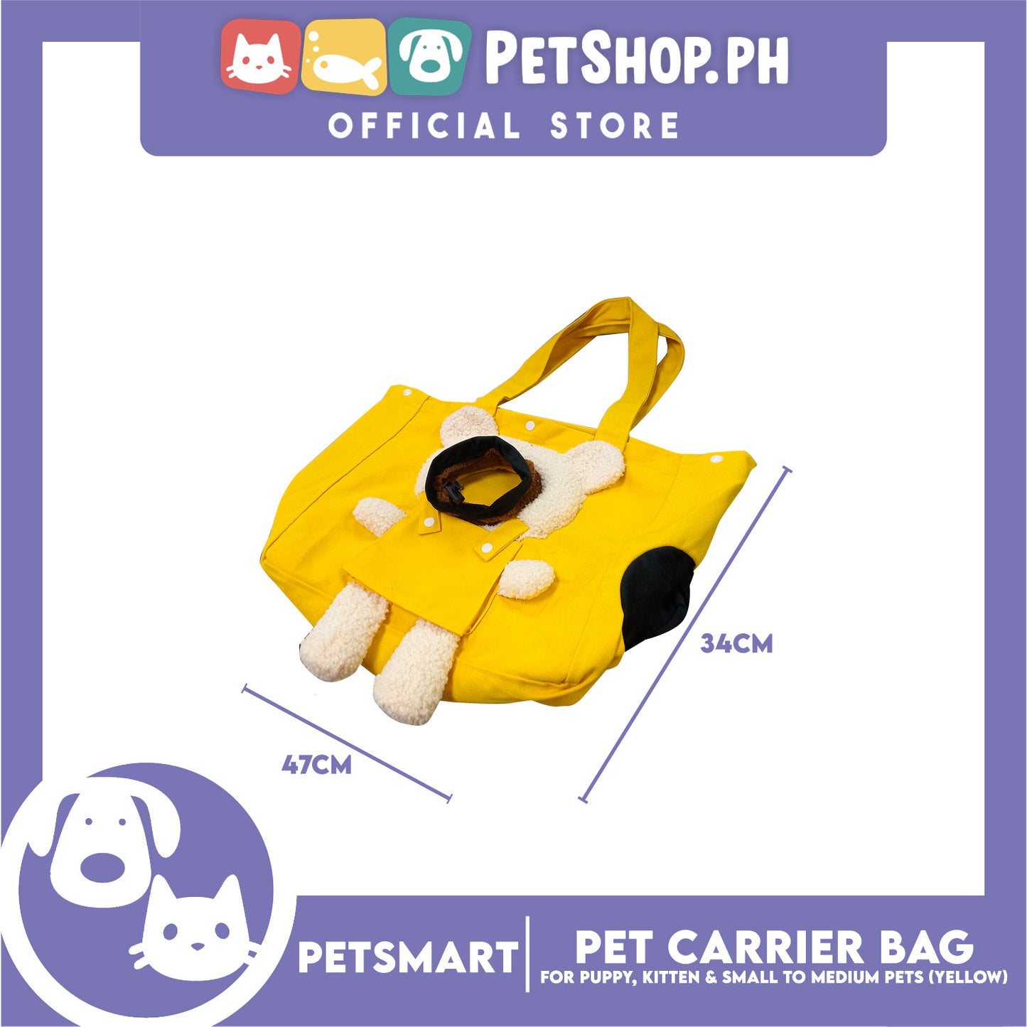 Pet Carrier Tote Bag Small Cat and  Dog Carrier Handbag  (Yellow)