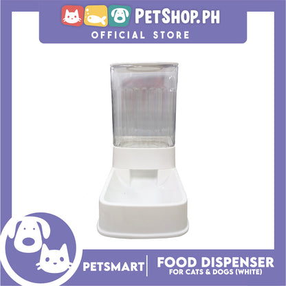 Pet Automatic Food Dispenser (White) with Anti-Slip Rubber for Cats and Dogs