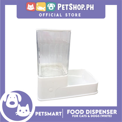 Pet Automatic Food Dispenser (White) with Anti-Slip Rubber for Cats and Dogs