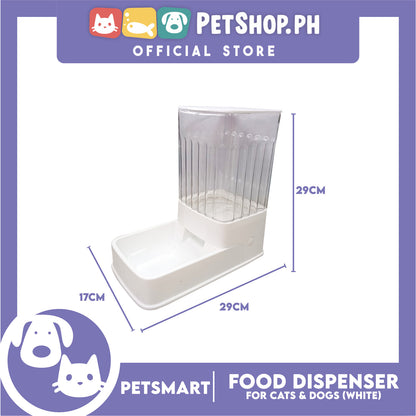 Pet Automatic Food Dispenser (White) with Anti-Slip Rubber for Cats and Dogs