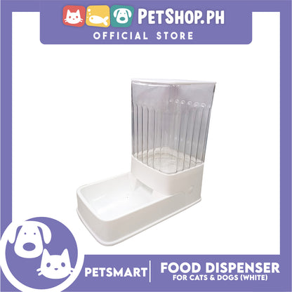 Pet Automatic Food Dispenser (White) with Anti-Slip Rubber for Cats and Dogs