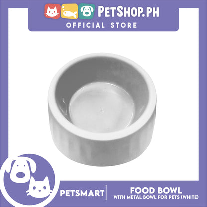 Pet Food Bowl with Removable Metal Bowl  Anti Slip (White) for Cats and Dogs