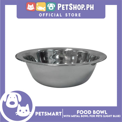 Pet Food Bowl with Removable Metal Bowl  Anti Slip (Light Blue) for Cats and Dogs