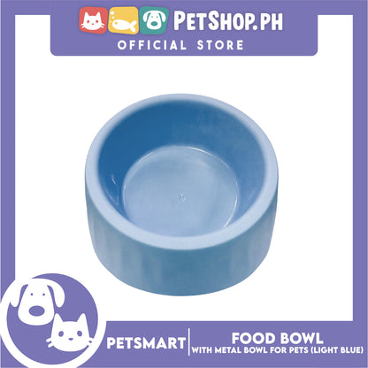 Pet Food Bowl with Removable Metal Bowl  Anti Slip (Light Blue) for Cats and Dogs