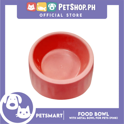 Pet Food Bowl with Removable Metal Bowl  Anti Slip (Pink) for Cats and Dogs