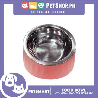 Pet Food Bowl with Removable Metal Bowl  Anti Slip (Pink) for Cats and Dogs
