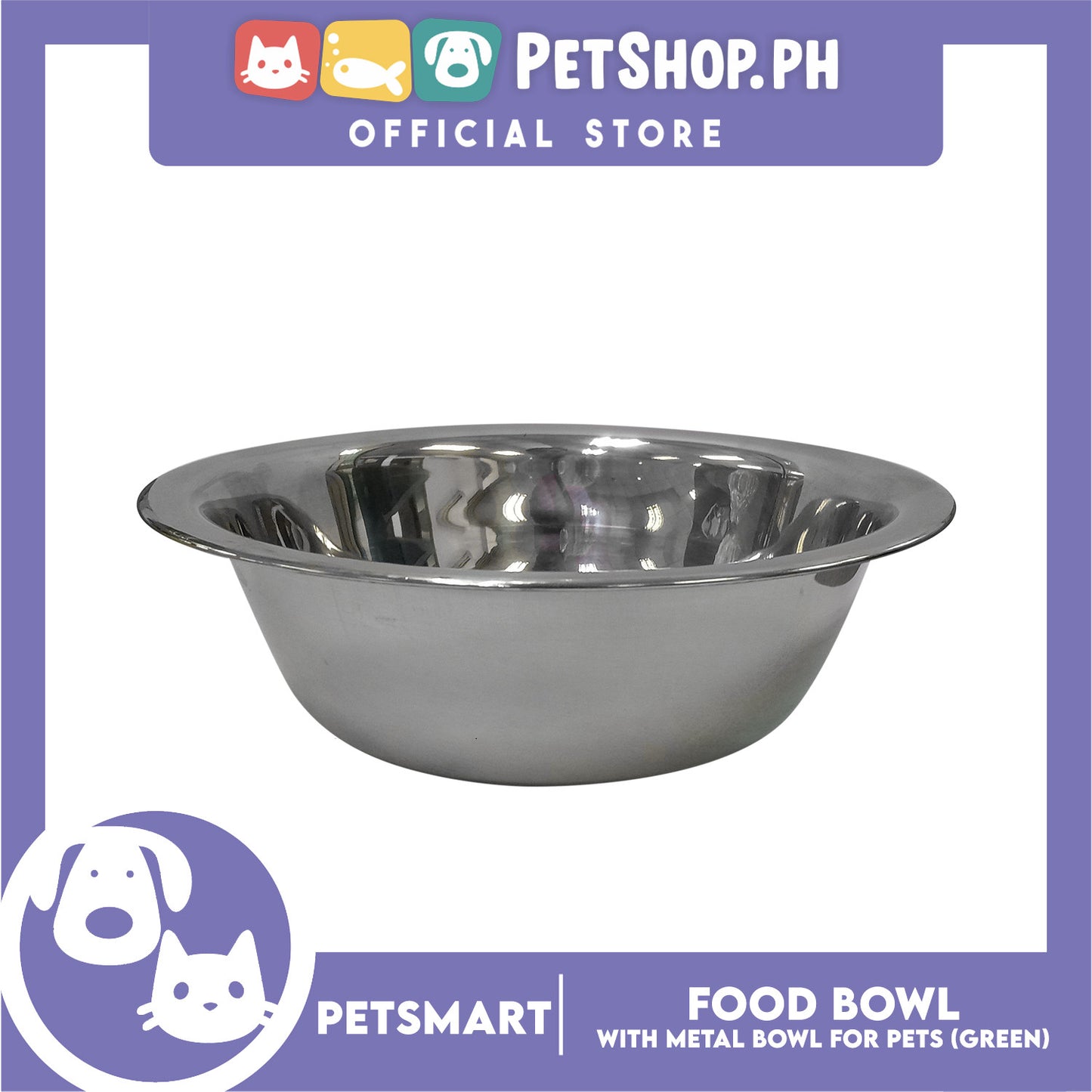 Pet Food Bowl with Removable Metal Bowl  Anti Slip (Green) for Cats and Dogs