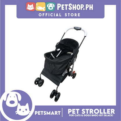 2-in-1 Detachable and Foldable Pet Cat & Dog Stroller Pet Carrier Trolley (Black) BNDC-107