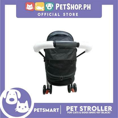 2-in-1 Detachable and Foldable Pet Cat & Dog Stroller Pet Carrier Trolley (Black) BNDC-107