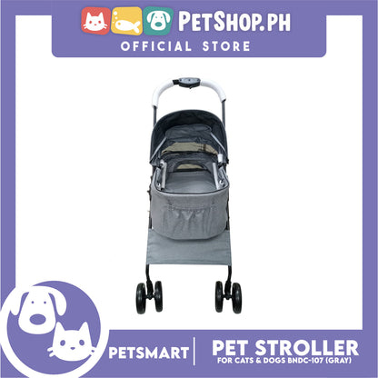 2-in-1 Detachable and Foldable Pet Cat & Dog Stroller Pet Carrier Trolley (Gray) BNDC-107