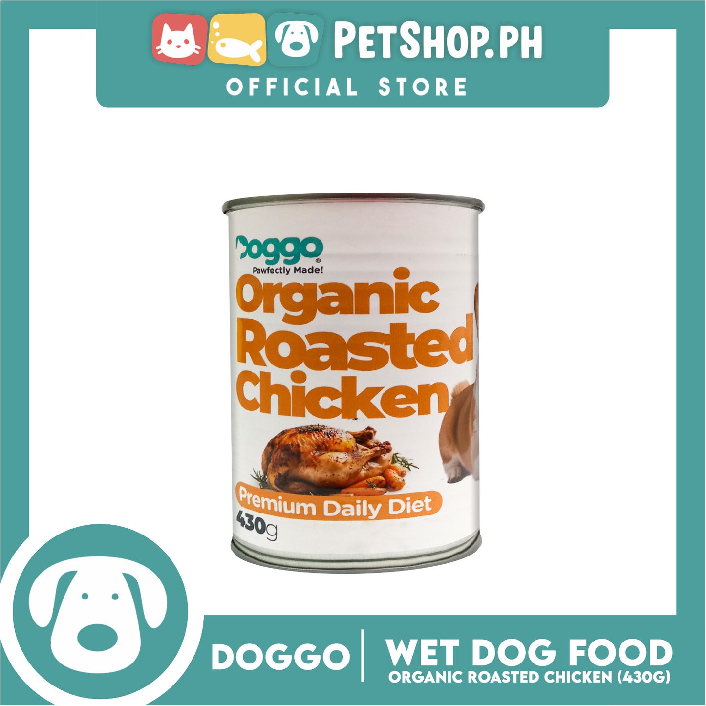 Doggo Organic Rosted Chicken Canned Dog Food (430g)
